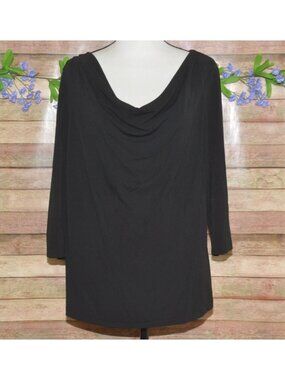 Lauren Ralph Lauren Black Travel Knit Scoop Neck Blouse Top Plus Size 2X Classic